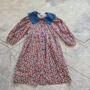 Vintage Cottontail Originals Zinnia’s Dress Girls 6X Floral Denim Cottagecore